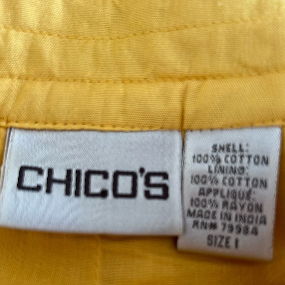 Chico’s Cotton Collarless Dress Jacket Chico’s Size One or Size 8 - Picture 5 of 5